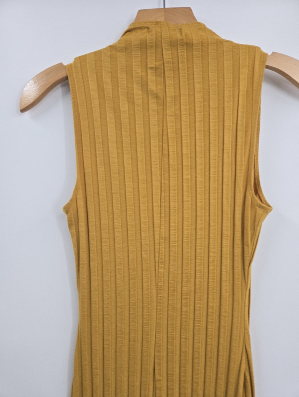 Reformation Lynn Midi Dress Sleeveless Mustard Ribbed Side Slit - Picture 8 of 12